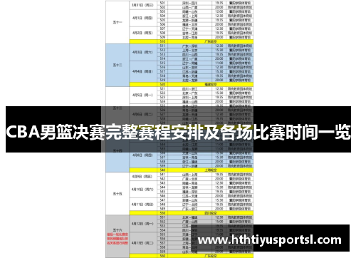 CBA男篮决赛完整赛程安排及各场比赛时间一览